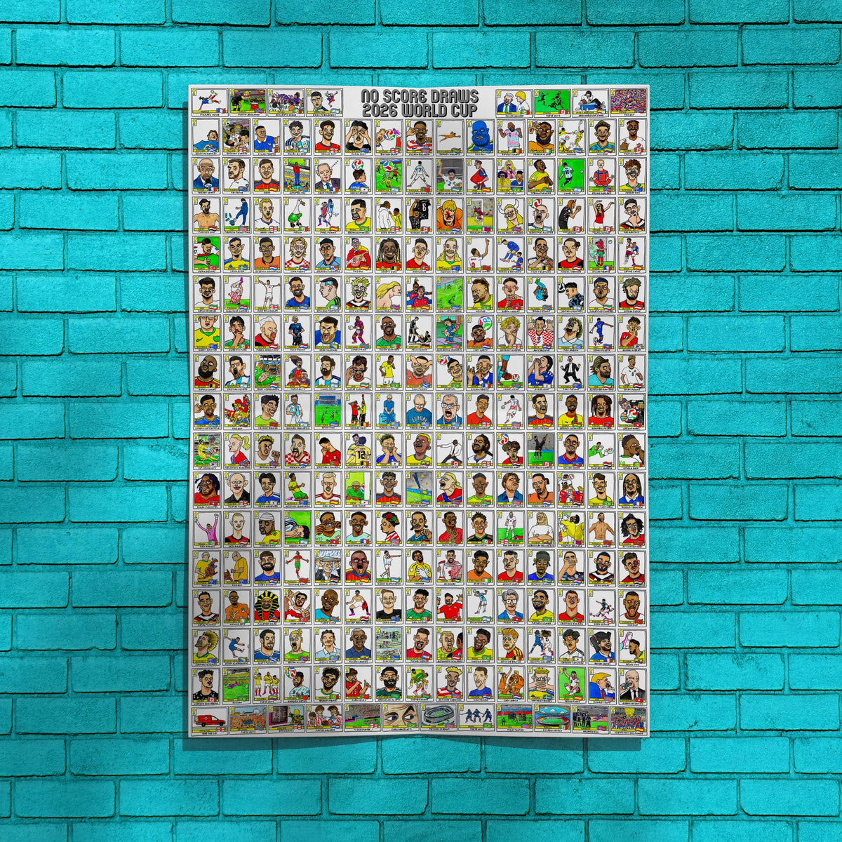World Cup 2026 - No Score Draws A1 Poster - Extra Large Poster Featuring 245 Wonky Panini-Style WC2026 Doodles