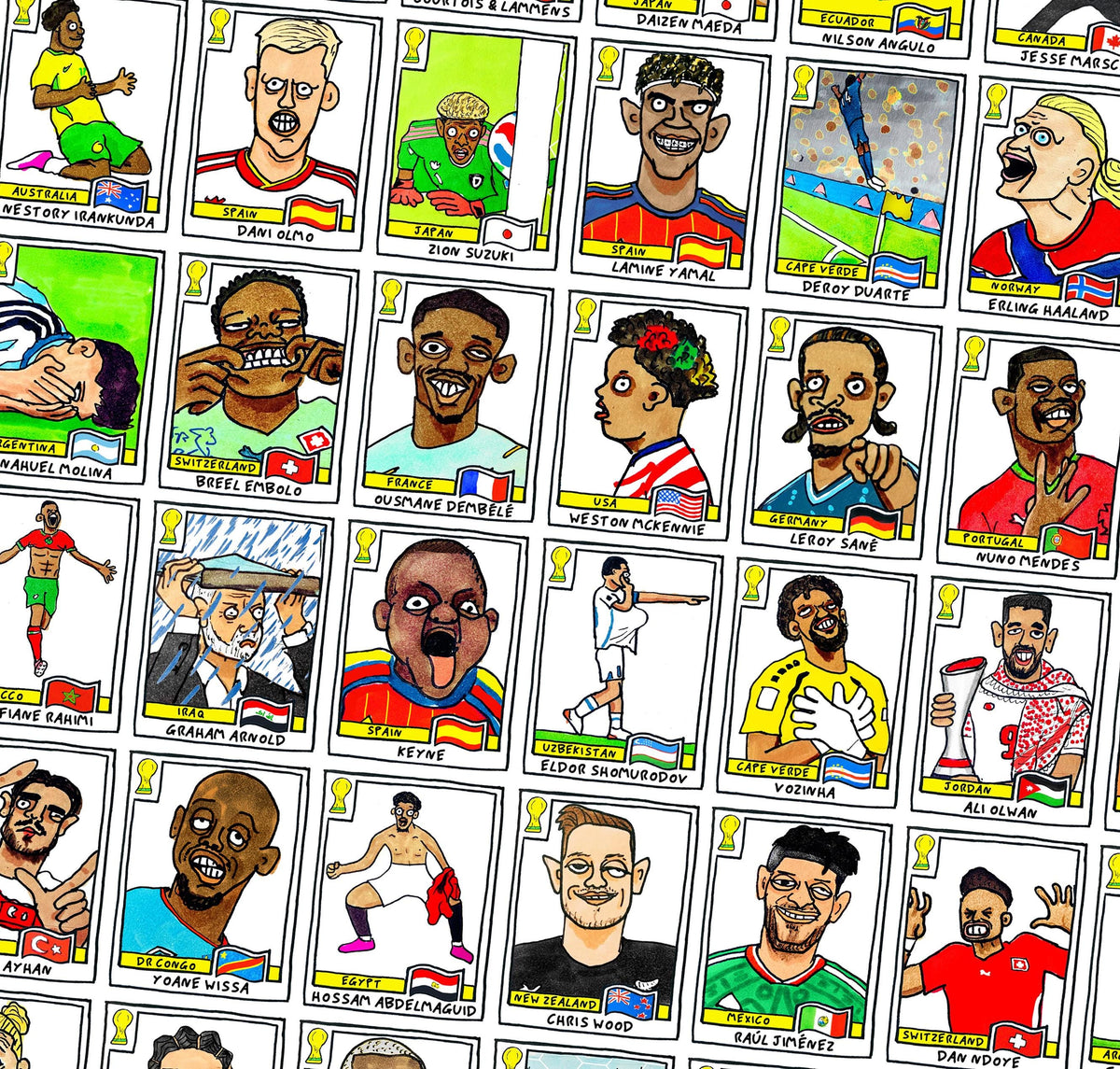 World Cup 2026 - No Score Draws A1 Poster - Extra Large Poster Featuring 245 Wonky Panini-Style WC2026 Doodles