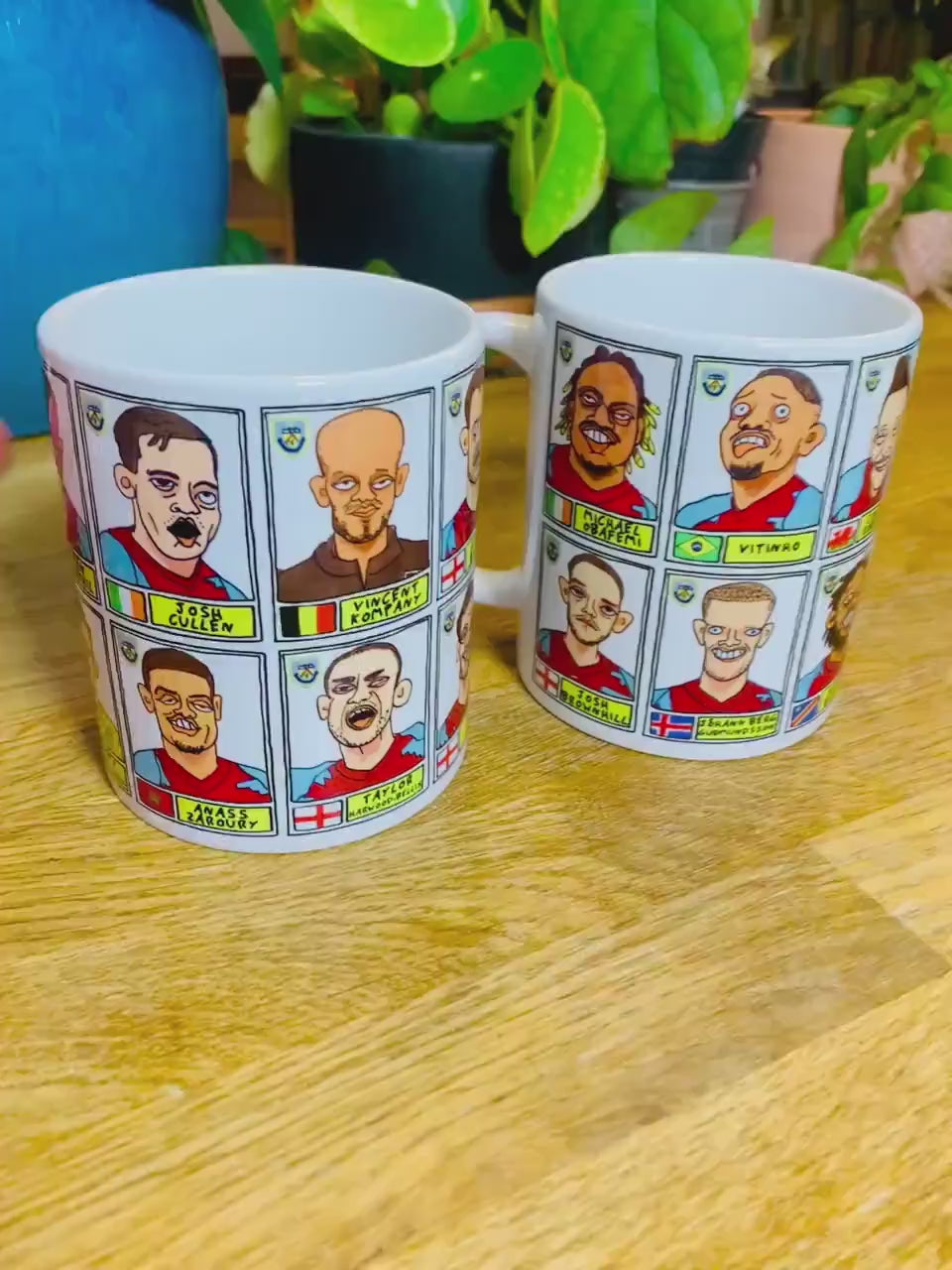 Burnley Vol 2 No Score Draws Mug Set - Set of 2 11oz Ceramic Mugs with Wonky Panini-doodles of Kompany's 22-23 Clarets Promotion Winners