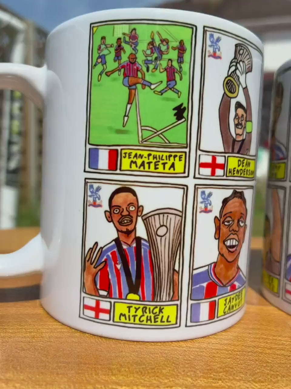 Crystal Palace Conference League CHAMPIONS No Score Draws Mug Set - Set of 2 DIFFERENT 11oz Mugs with 24 Panini-doodles of CPFCs 25/26 Squad
