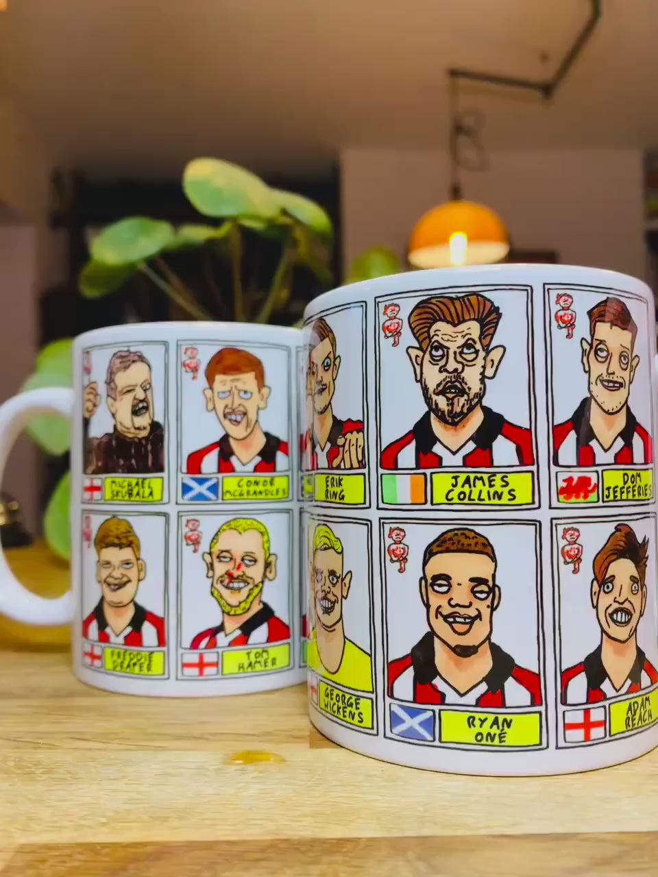 Lincoln City Vol 2 - Imps Going Up 25/26 No Score Draws Mug Set - Set of TWO DIFFERENT 11oz Mugs with Wonky Doodles of LCFC's Promotion Side