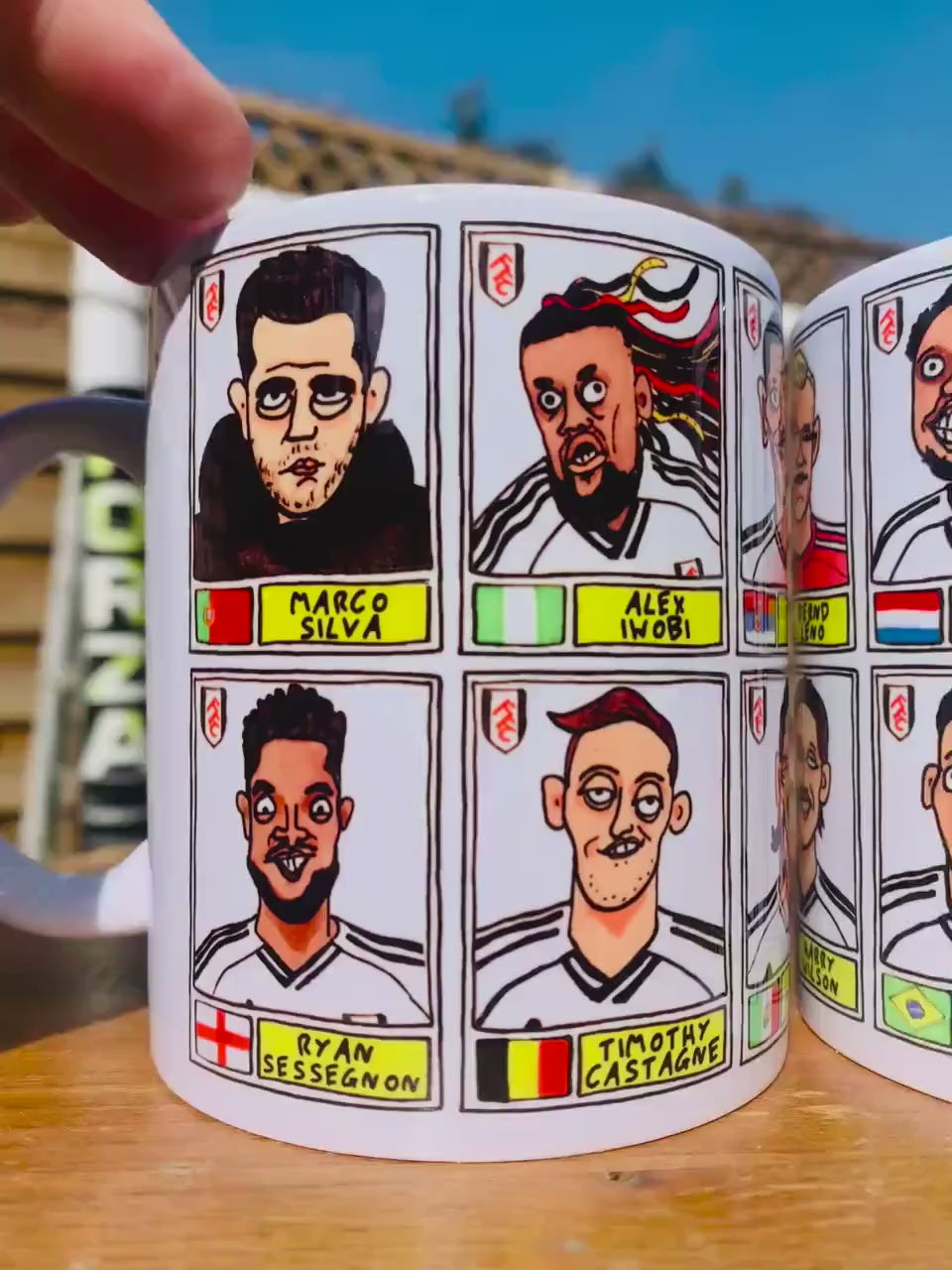 Fulham 25/26 No Score Draws Mug Set - Set of TWO DIFFERENT 11oz Mugs with Wonky Panini-Doodles of Marco Silva's 25/26 Cottagers EPL Squad