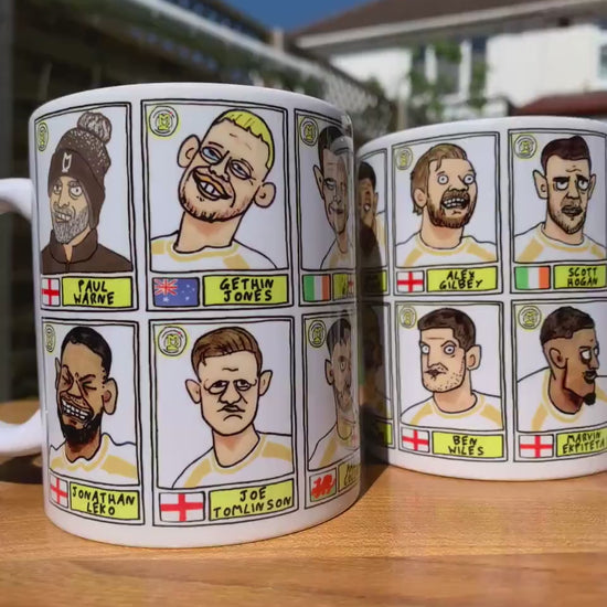 MK Dons - Dons Going Up No Score Draws Mug Set - Set of Two DIFFERENT 11oz Ceramic Mugs with Wonky Doodles Of MKDFC 25/26 Promotion-Winners