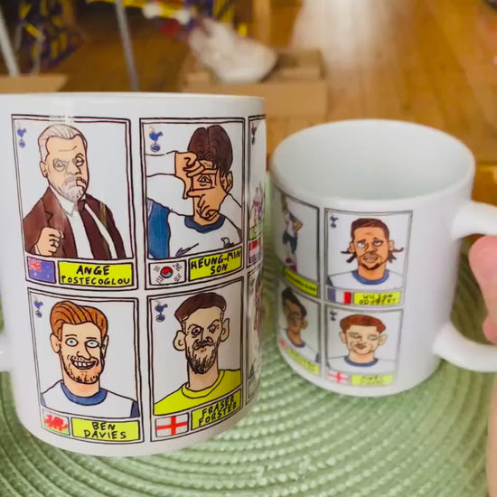 Spurs Volume 4 - Angeball 24-25 No Score Draws Mug Set - Set of TWO DIFFERENT 11oz Ceramic Mugs with Wonky Panini-style THFC  Doodles