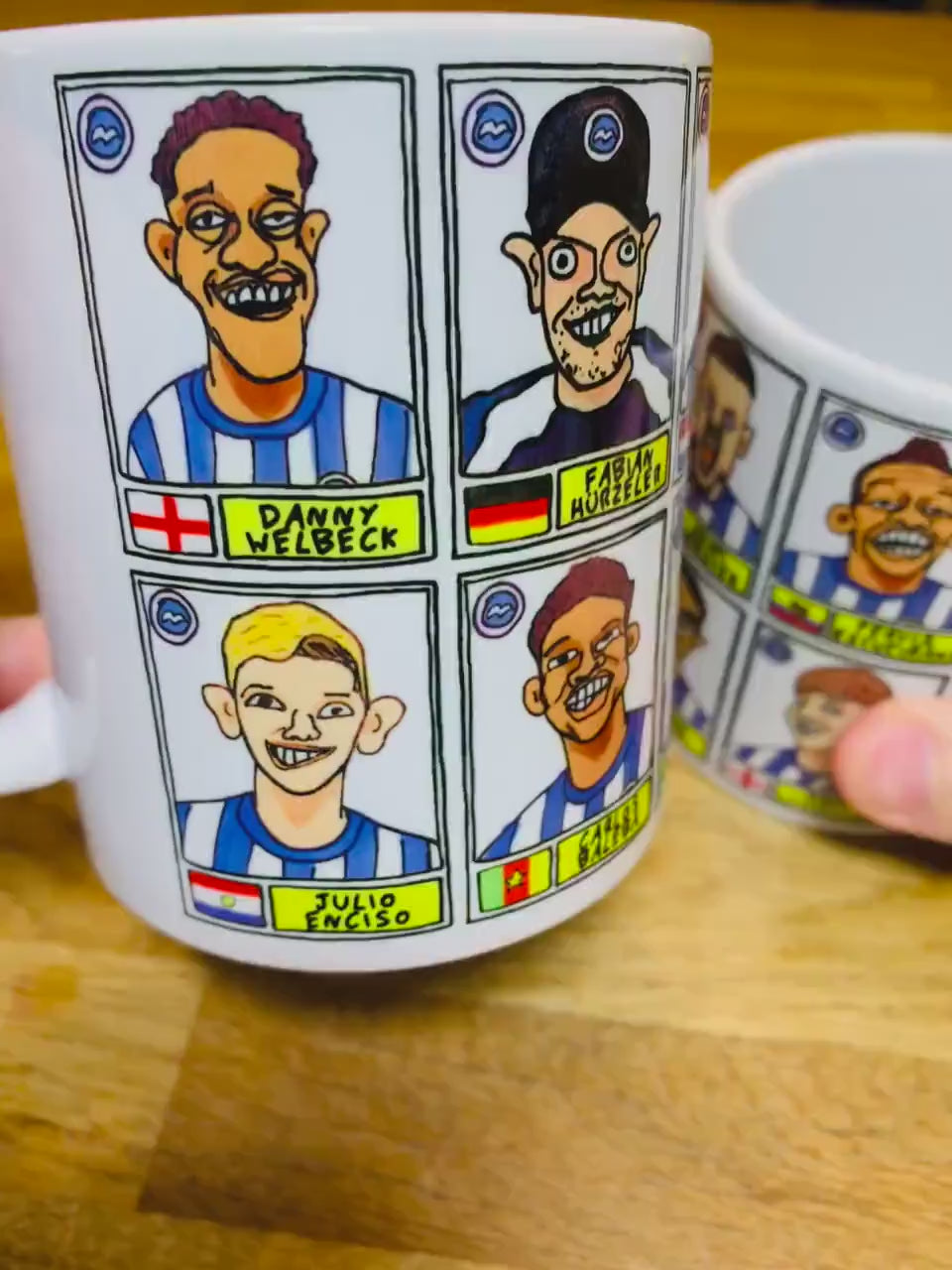 Brighton Vol 3 No Score Draws Mug Set - Set of TWO DIFFERENT 11oz Ceramic Mugs with Wonky Panini--style BHAFC 24/25 No Score Draws Doodles