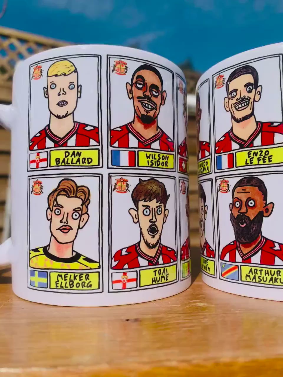 Sunderland Volume 5 - 25/26 Black Cats No Score Draws Mug Set - Set of TWO DIFFERENT 11oz Ceramic Mugs with Wonky Doodles Of SAFC 25/26 Side