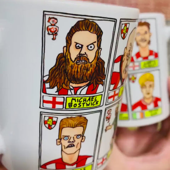 Lincoln City No Score Draws Mug Set - Set of TWO 11oz Ceramic Mugs with Wonky Panini sticker-style No Score Draws Doodles of 24 Imps icons