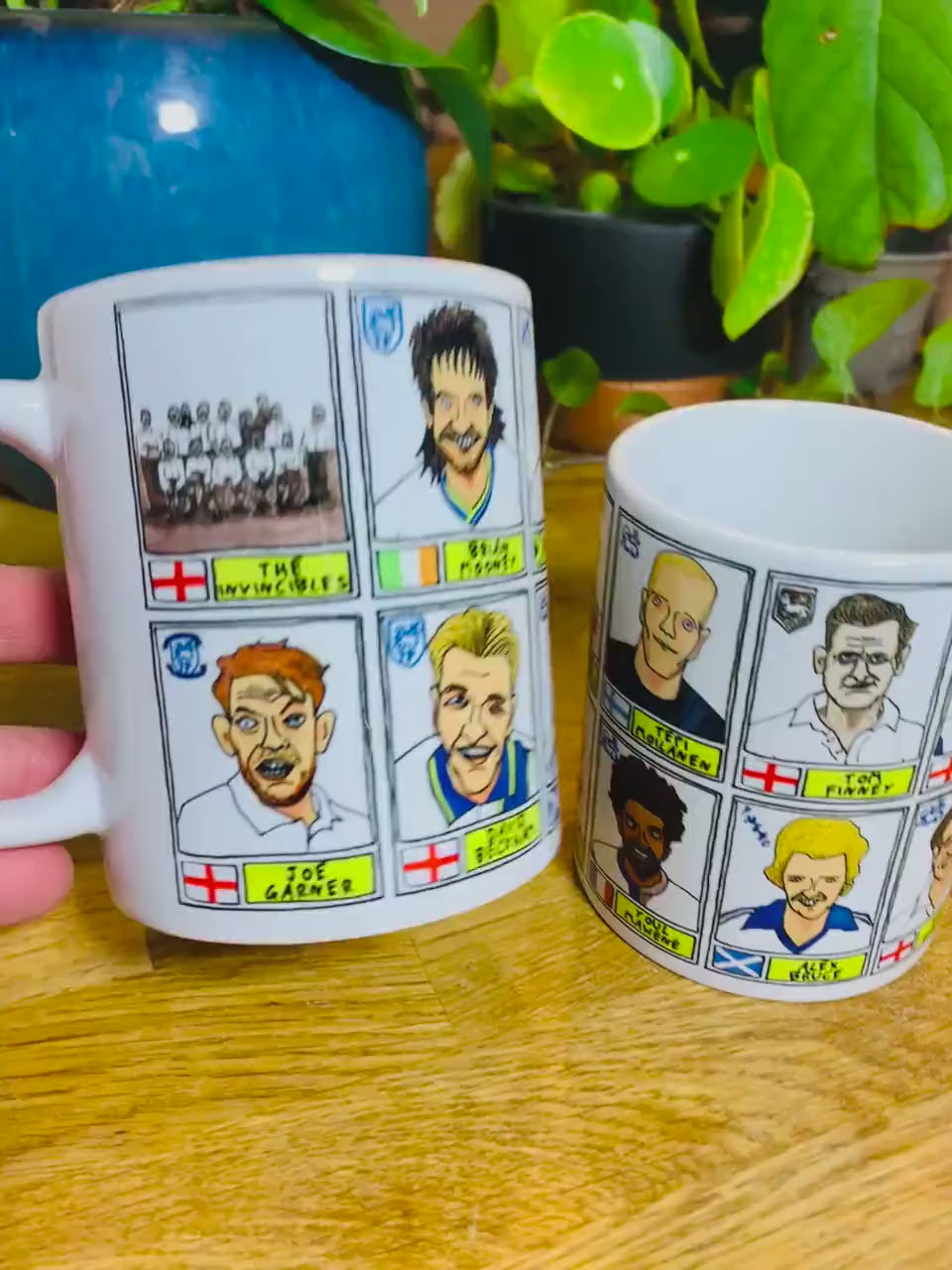 Preston North End No Score Draws Mug Set - Set of TWO 11oz Ceramic Mugs with Wonky Panini sticker-style PNEFC Latics No Score Draws Doodles