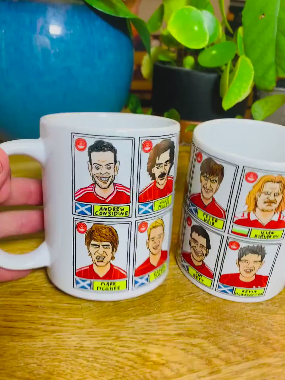 Aberdeen No Score Draws Mug Set - Set of TWO 11oz Ceramic Mugs with Wonky Panini sticker-style Aberdeen FC No Score Draws Doodles