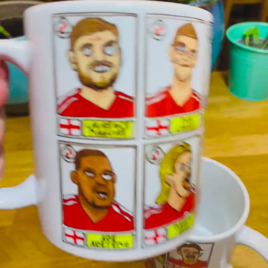 Crawley Town No Score Draws Mug Set - Set of TWO 11oz Mugs with Wonky Panini-style No Score Draws Doodles of CTFC's 23/24 Playoff-Winners