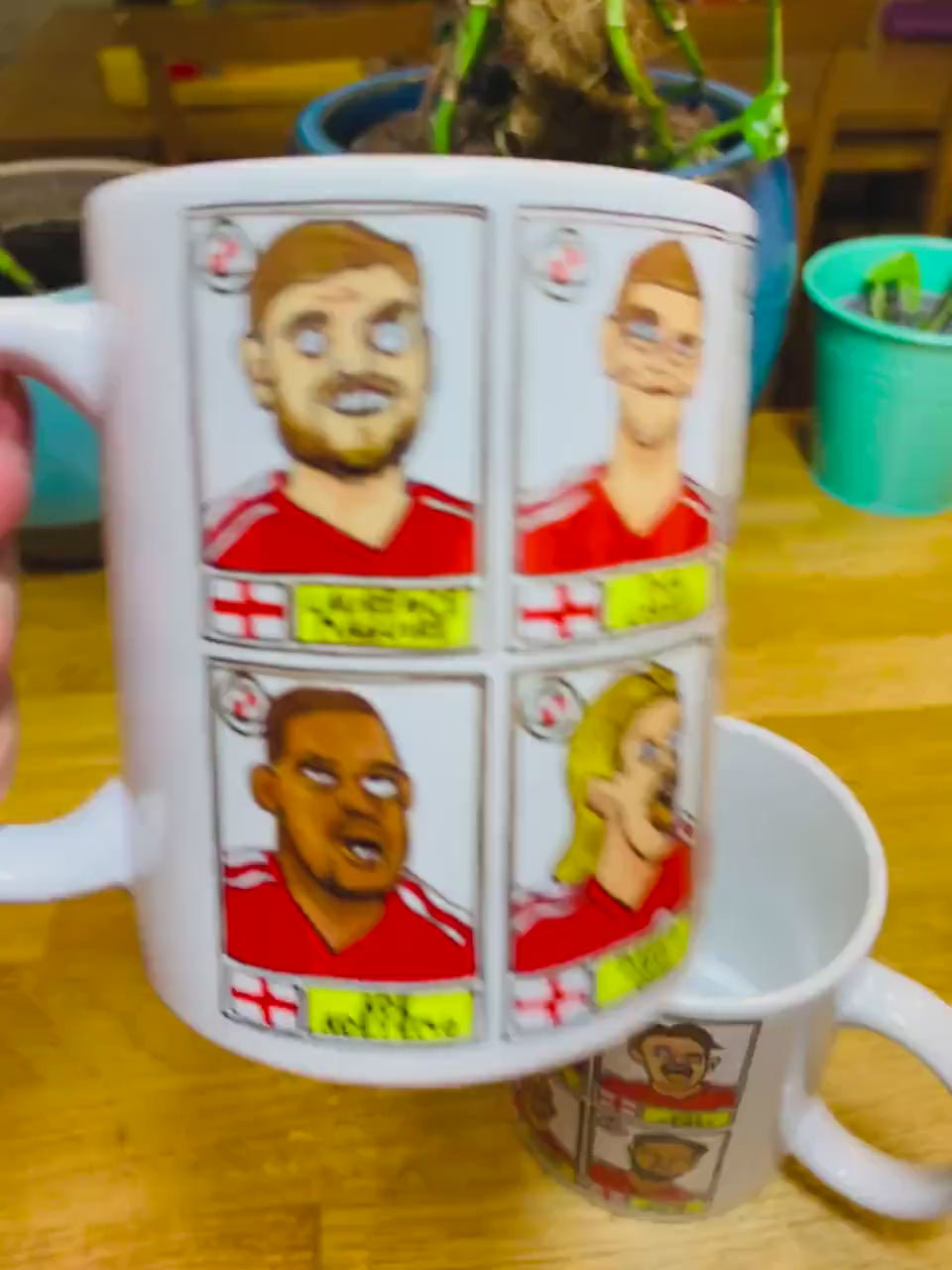 Crawley Town No Score Draws Mug Set - Set of TWO 11oz Mugs with Wonky Panini-style No Score Draws Doodles of CTFC's 23/24 Playoff-Winners