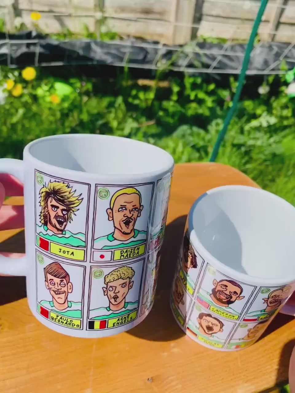 Celtic Vol 4 Champions 24-25 No Score Draws Mug Set - Set of TWO DIFFERENT 11oz Ceramic Mugs with 24 Wonky Panini-style Bhoys Doodles