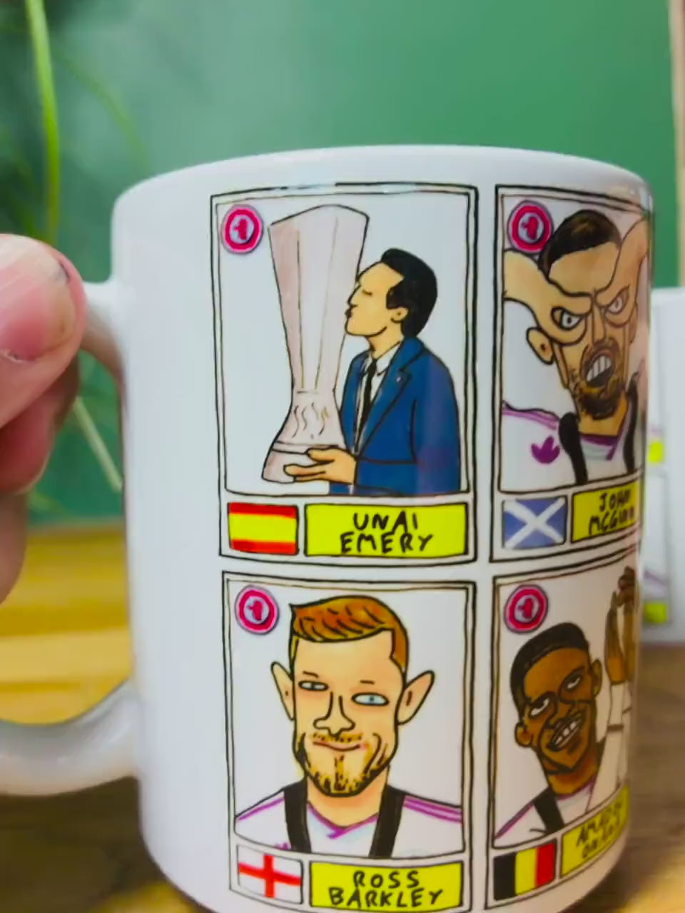 Aston Villa Europa League CHAMPIONS No Score Draws Mug Set - Set of 2 DIFFERENT 11oz Mugs with Wonky Panini-doodles of AVFC's 25/26 Squad