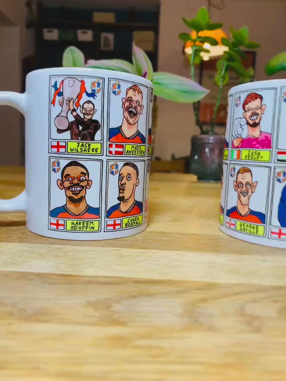 Luton Town Vol 4 'El Hattico' No Score Draws Mug Set - Set of TWO DIFFERENT 11oz Mugs with Wonky Panini-doodles of LTFC's 25/26 Wembley Side