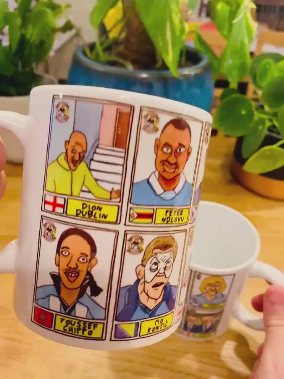 Coventry City No Score Draws Mug Set - Set of TWO 11oz Mugs with Wonky Panini-style No Score Draws Doodles of 24 CCFC icons - NEW for 2024!