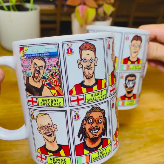 Bradford City Vol 2 Going Up No Score Draws Mug Set - Set of TWO DIFFERENT 11oz Ceramic Mugs with 24 Wonky Panini-Doodles of BCFC 24-25