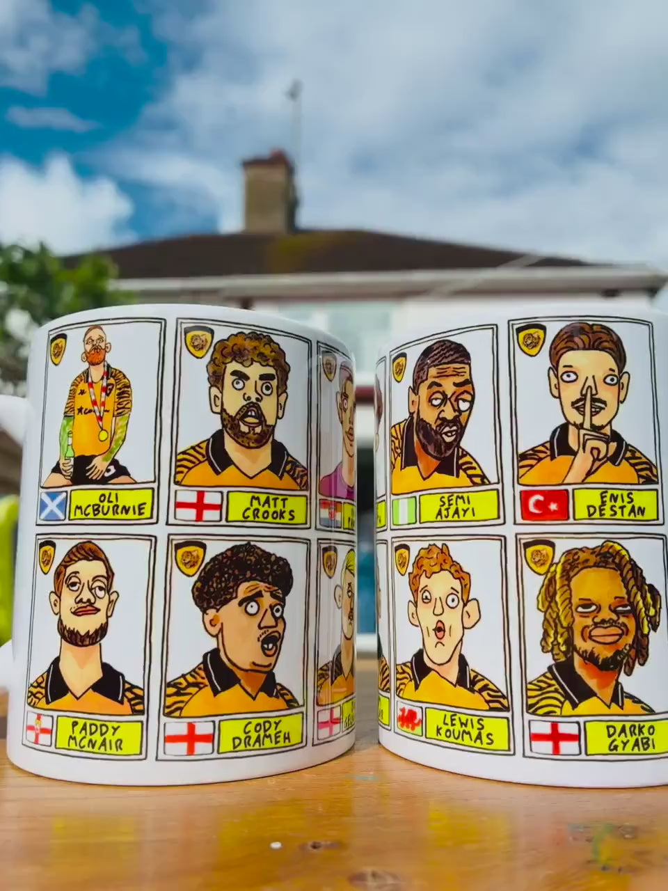 Hull City Vol 3 - 25/26 Tigers No Score Draws Mug Set - Set of 2 DIFFERENT 11oz Mugs with 24 Panini-doodles of HCAFCs Playoff Winning Squad