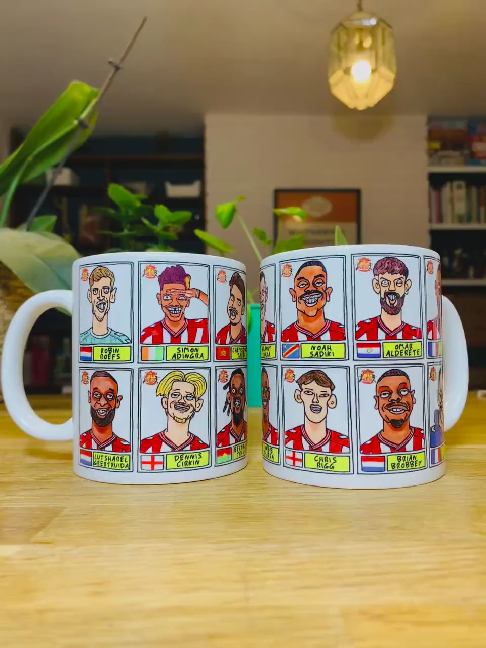 Sunderland Volume 5 - 25/26 Black Cats No Score Draws Mug Set - Set of TWO DIFFERENT 11oz Ceramic Mugs with Wonky Doodles Of SAFC 25/26 Side