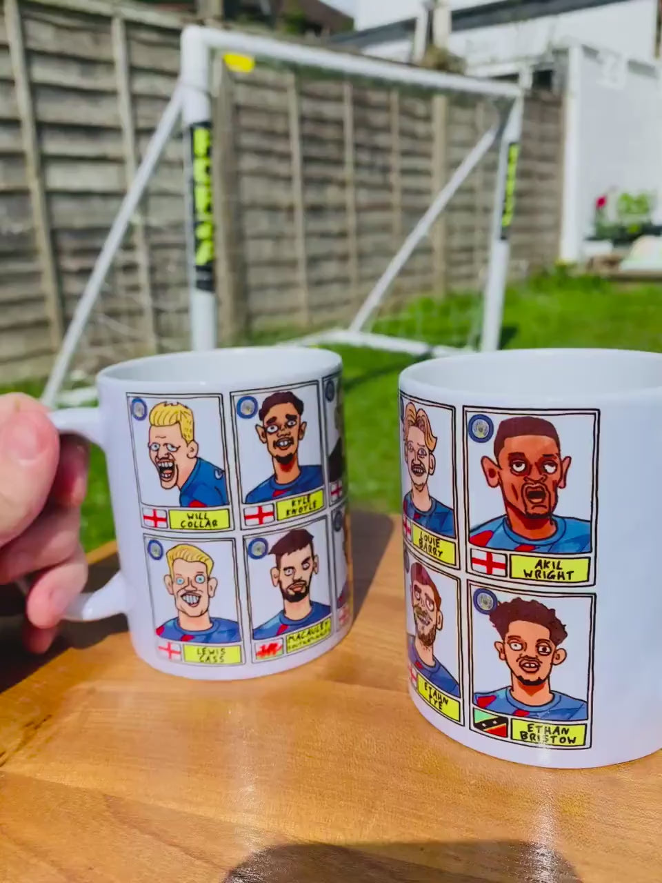 Stockport County Vol 2 No Score Draws Mug Set - Set of TWO 11oz Ceramic Mugs with Wonky Panini-style Doodles of SCFC 23/24 Promotion Winners