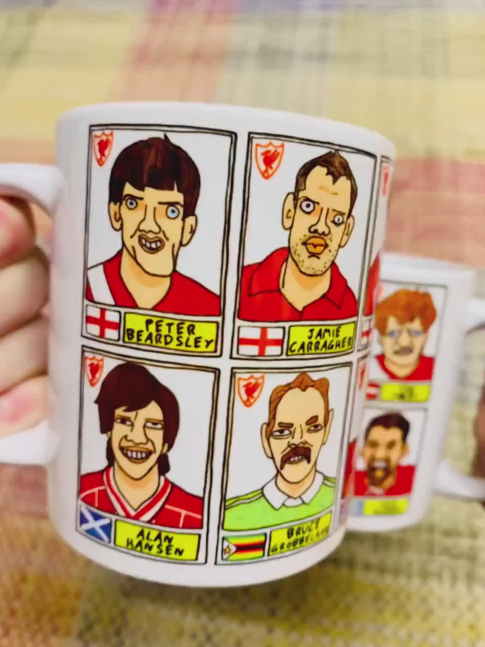 Liverpool Vol 4 No Score Draws Mug Set - Set of TWO 11oz Ceramic Mugs with Wonky Panini sticker-style Doodles Of Various LFC Legends & Icons