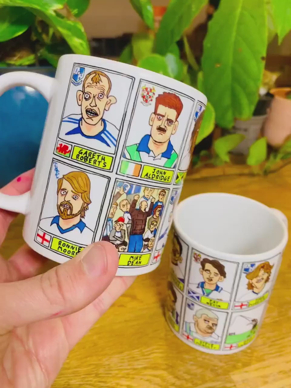 Tranmere Rovers No Score Draws Mug Set - Set of TWO 11oz Ceramic Mugs with Wonky Panini sticker-style doodles of Various TRFC Icons