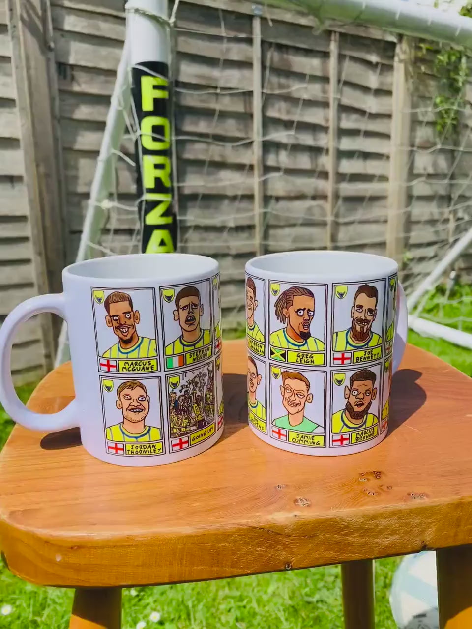 Oxford United Vol 2 No Score Draws Mug Set - Set of TWO DIFFERENT 11oz Mugs with Wonky Panini-style Doodles of OUFC's 23/24 Playoff-Winners