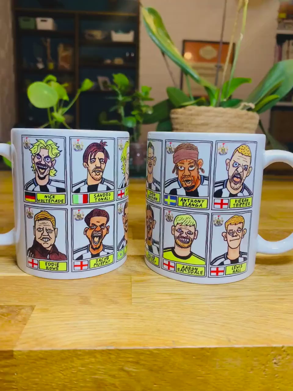 Newcastle United 25/26 - No Score Draws Mug Set - Set of TWO DIFFERENT 11oz Ceramic Mugs with 24 Wonky Panini-Doodles of NUFC 25/26 Magpies