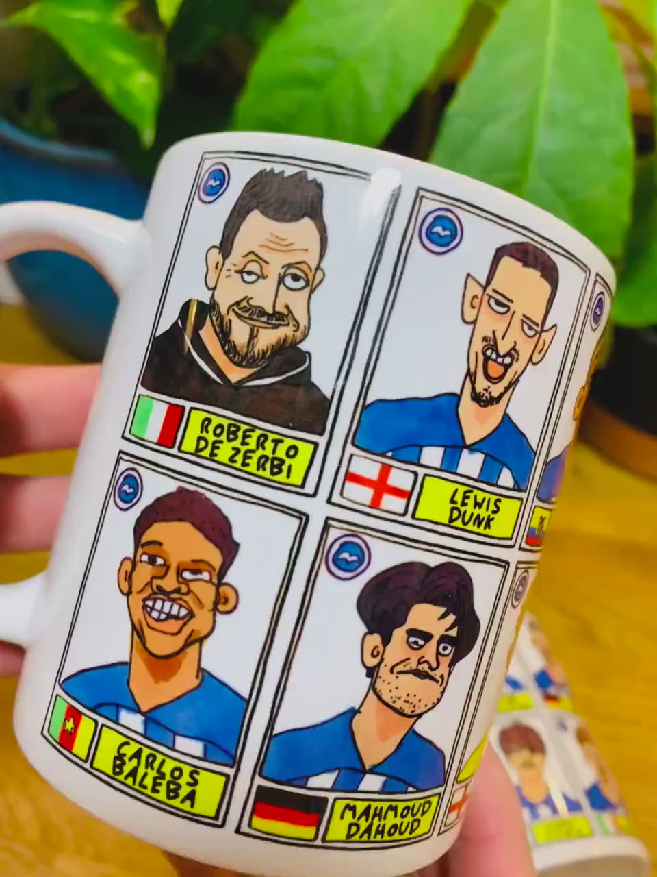 Brighton Vol 2 No Score Draws Mug Set - Set of TWO 11oz Ceramic Mugs with Wonky Panini--style BHAFC 23/24 De Zerbi No Score Draws Doodles