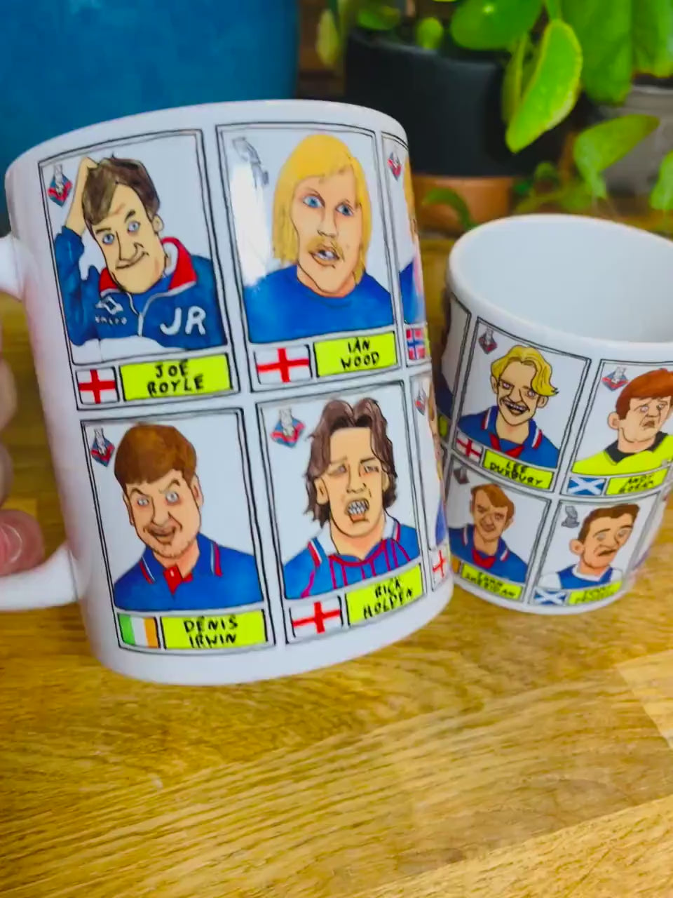 Oldham Athletic No Score Draws Mug Set - Set of TWO 11oz Ceramic Mugs with Wonky Panini sticker-style OAFC Latics No Score Draws Doodles