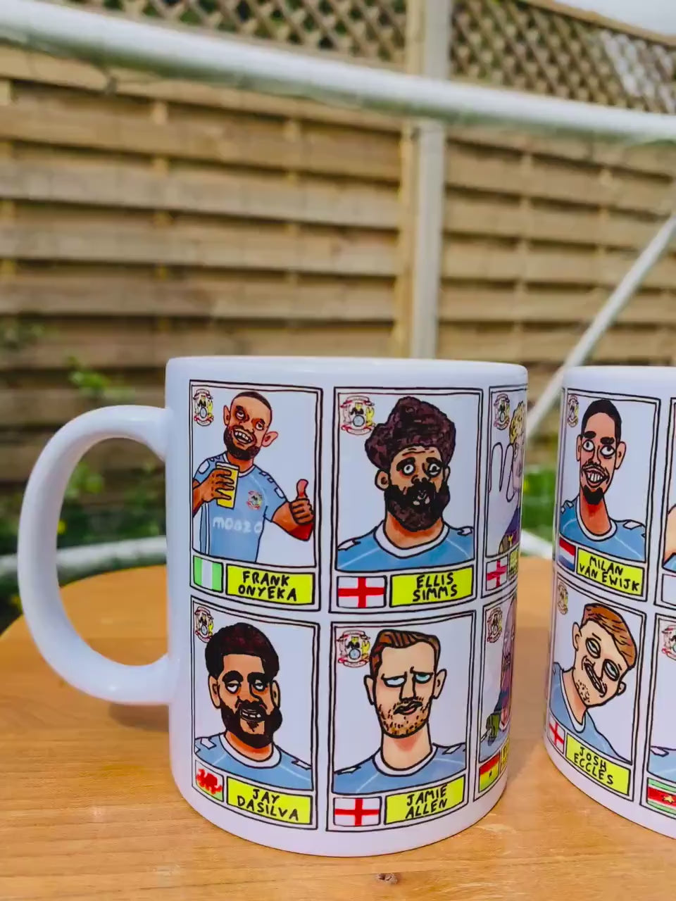 Coventry City Vol 2 - Sky Blues Going Up No Score Draws Mug Set - Set of TWO DIFFERENT 11oz Ceramic Mugs with Wonky CCFC Doodles