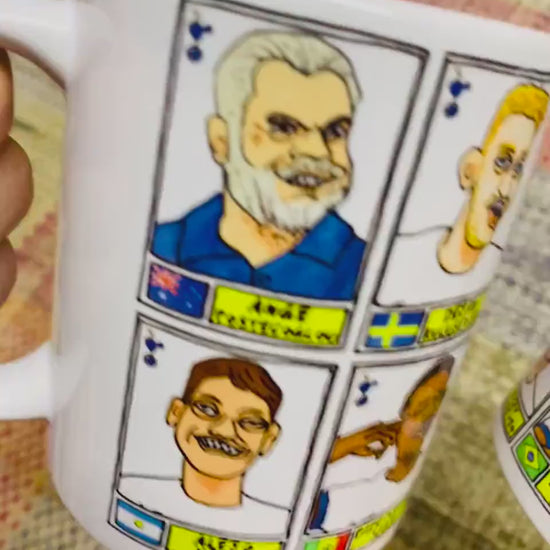 Spurs Volume 3 No Score Draws Mug Set - Set of TWO 11oz Ceramic Mugs with Wonky Panini sticker-style THFC Angeball No Score Draws Doodles