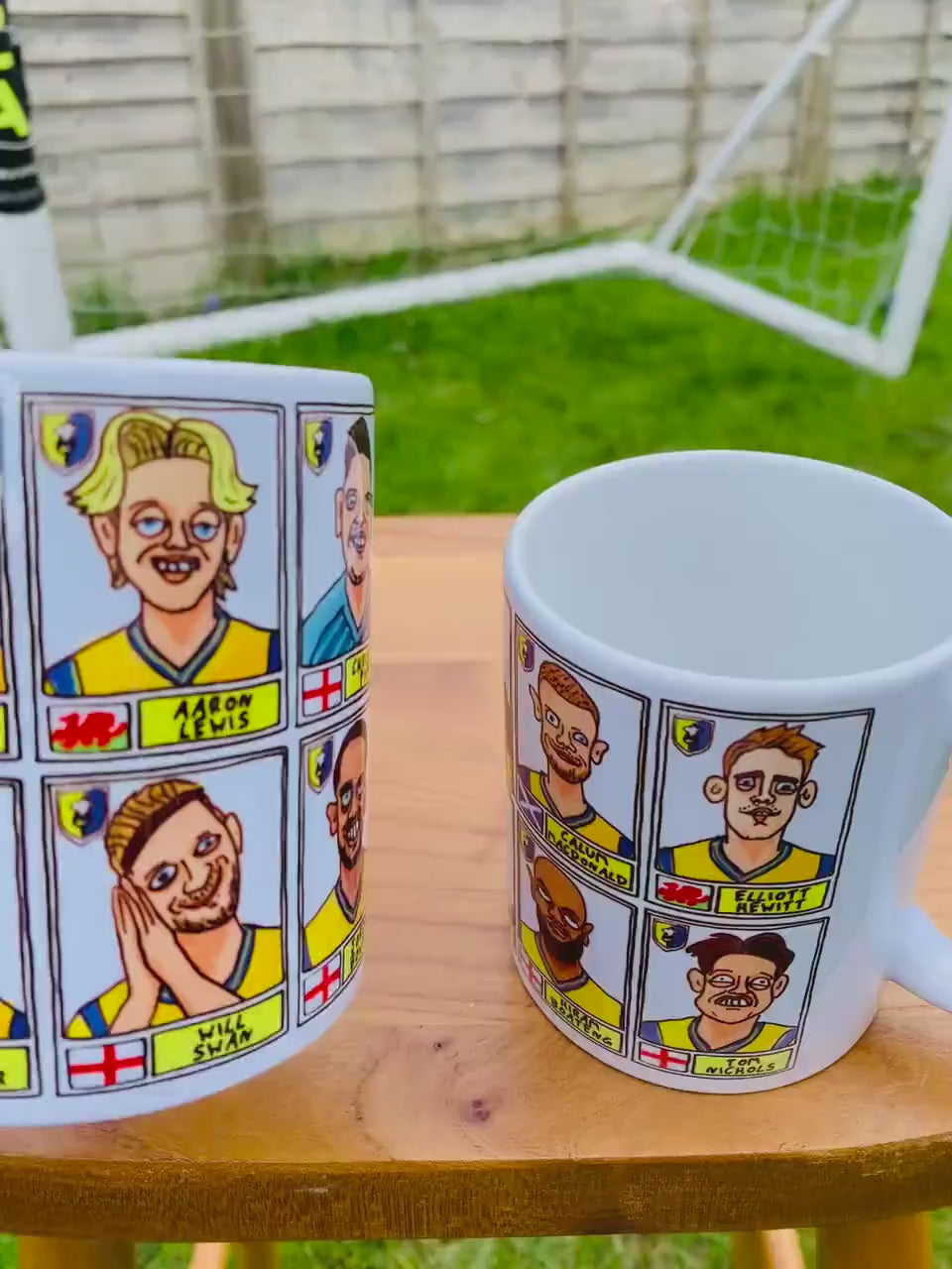 Mansfield Town No Score Draws Mug Set - Set of TWO DIFFERENT 11oz Ceramic Mugs with 24 Wonky Doodles of MTFC's 23/24 Promotion Winners