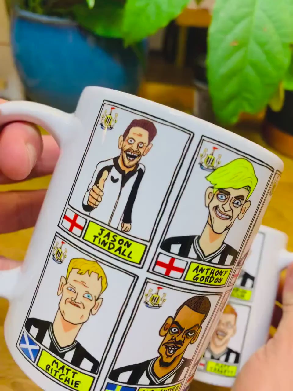 Newcastle Volume 2 UPDATED No Score Draws Mug Set - Set of TWO 11oz Ceramic Mugs with Wonky Panini-style Doodles of the Magpies' 23/24 Squad