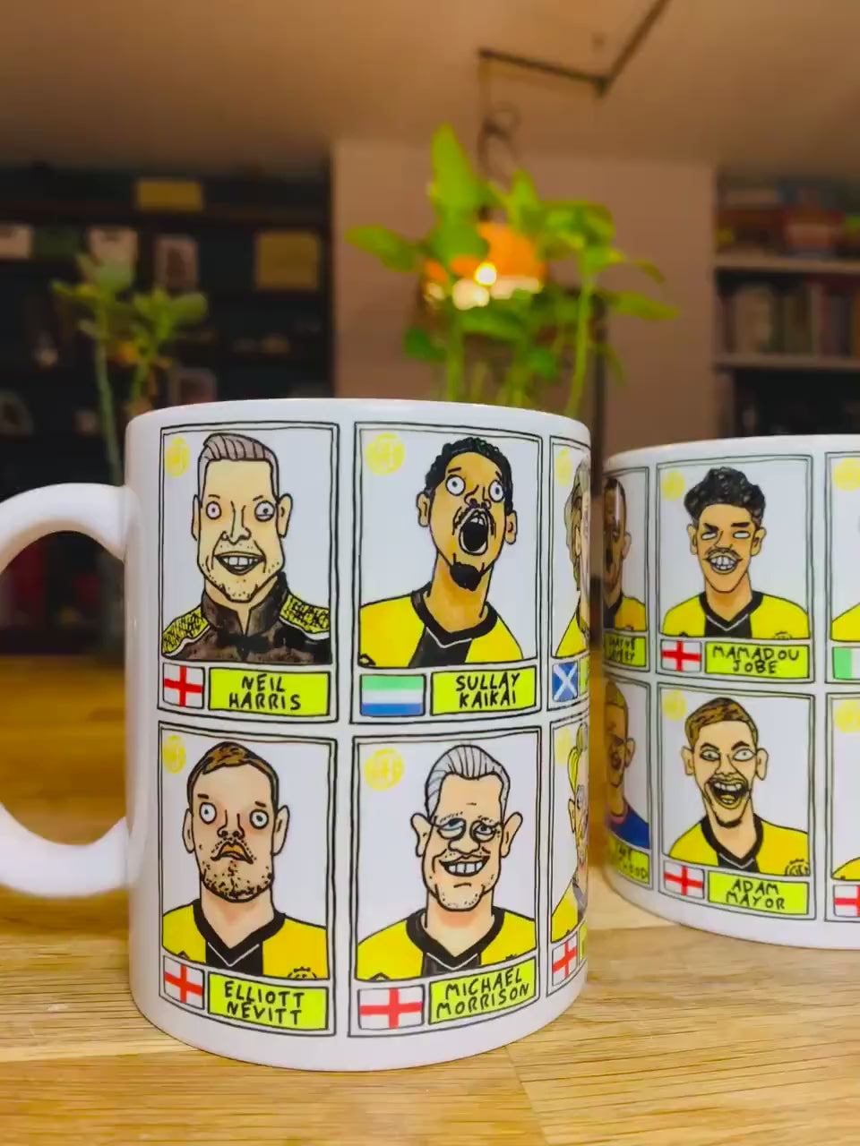 Cambridge Utd Vol 2 - U's Going Up No Score Draws Mug Set - Set of TWO DIFFERENT 11oz Ceramic Mugs with Wonky CUFC 25/26 Promotion Doodles