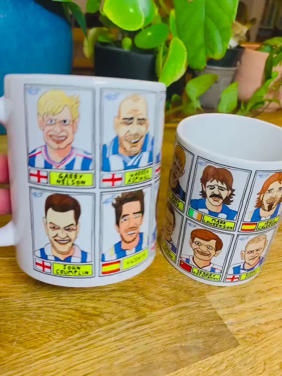 Brighton No Score Draws Mug Set - Set of TWO 11oz Ceramic Mugs with Wonky Panini sticker-style Seagulls BHA No Score Draws Doodles