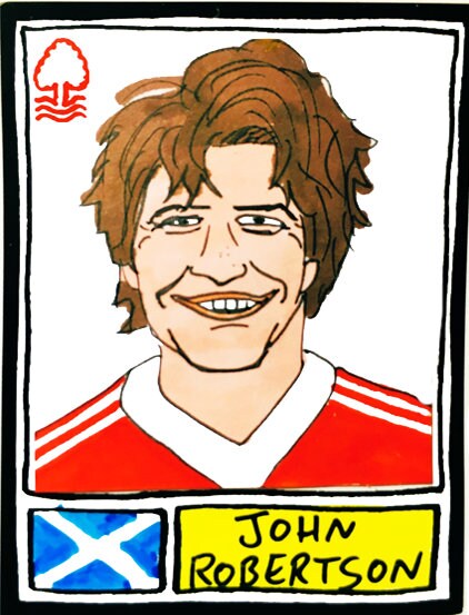 Nottingham Forest Vol 1 - No Score Draws Miracle Men Edition - A3 print of 23 hand-drawn Panini-sticker-style Forest icons from 1977-1980