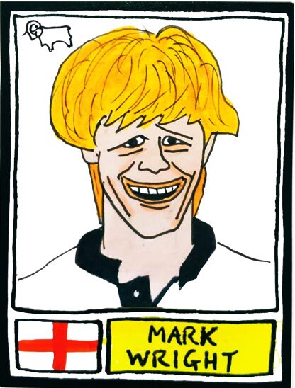 Derby County Vol 2 - No Score Draws Rams Edition - A3 print of 36 hand-drawn Panini-sticker-style Derby County icons from down the years