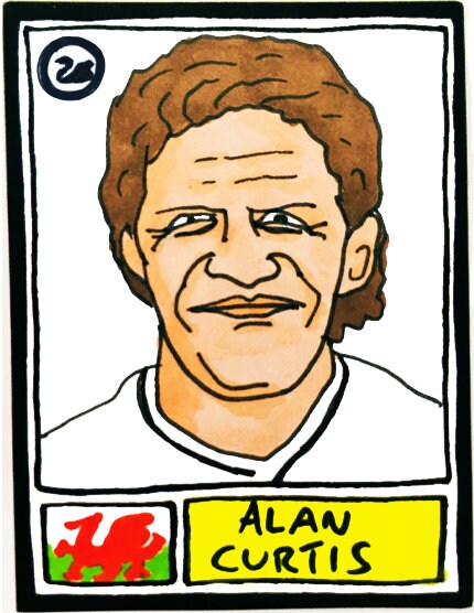 Swansea City - No Score Draws Swans Edition - A3 print of 36 hand-drawn Panini-style football sticker legends - Cheapskate football art