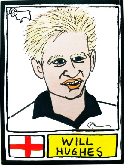 Derby County Vol 2 - No Score Draws Rams Edition - A3 print of 36 hand-drawn Panini-sticker-style Derby County icons from down the years