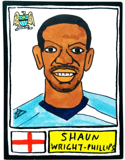 Man City Volume 2 - No Score Draws Blue Moon Edition - A3 print of 36 hand-drawn Panini-style footy cheapskate doodles of various MCFC icons