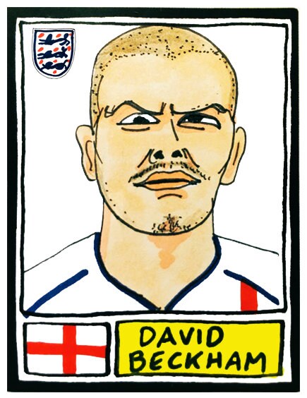 England Vol 1 - No Score Draws Three Lions Edition - A3 print of 36 hand-drawn Panini-style England football sticker icons - Wonky footy art