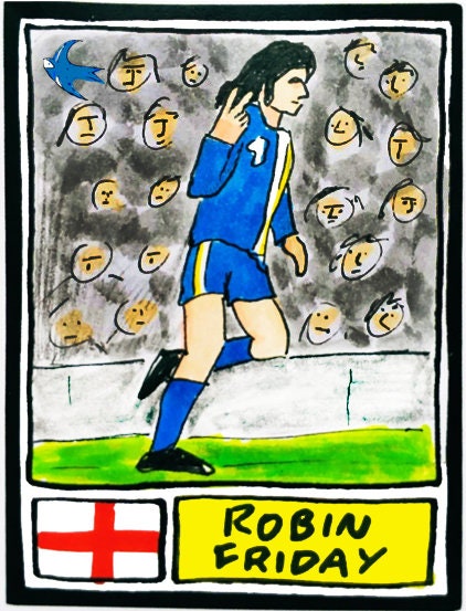 Cardiff City - No Score Draws Bluebirds Edition - A3 print of 36 hand-drawn Panini-style CCFC football sticker icons - Cheapskate footy art