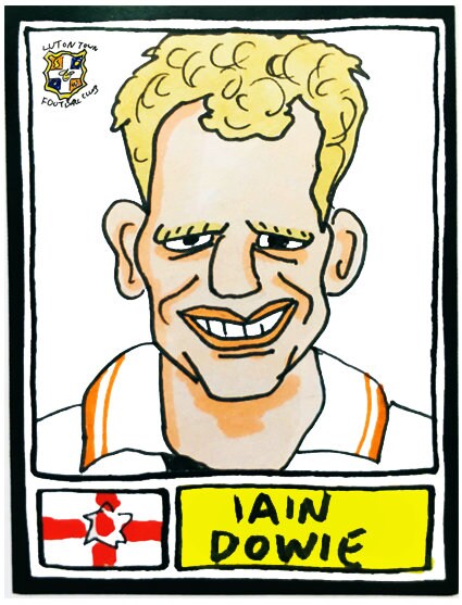 Luton Town - No Score Draws Hatters Edition - A3 print of 36 hand-drawn Panini-sticker-style Luton Town icons - Cheapskate football art