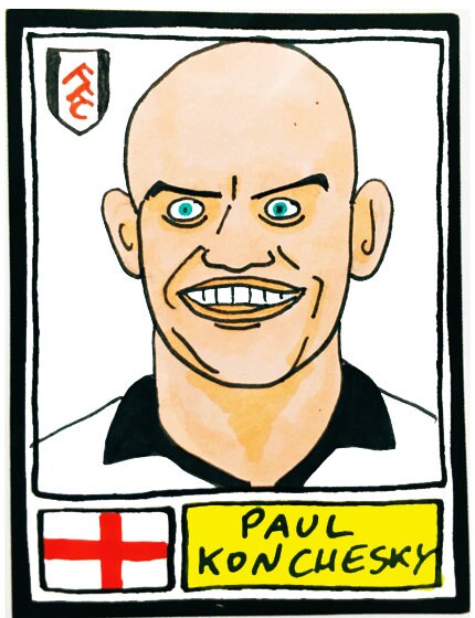 Fulham Volume 1 - No Score Draws Cottagers Edition - A3 print of 36 hand-drawn Panini-sticker-style Fulham icons - Cheapskate football art