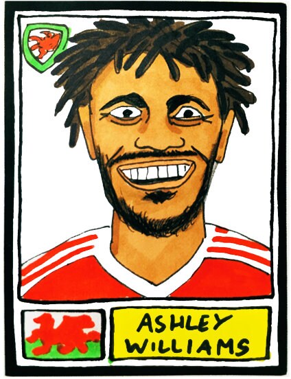 Wales - No Score Draws Cymru Edition - A3 print of 36 hand-drawn Panini-style Wales football icons - Cheapskate footy art