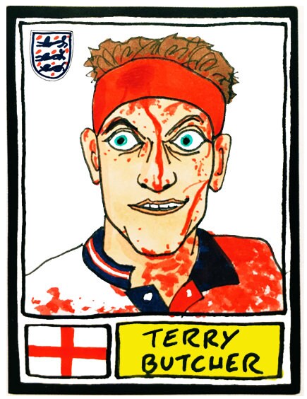 England Vol 1 - No Score Draws Three Lions Edition - A3 print of 36 hand-drawn Panini-style England football sticker icons - Wonky footy art