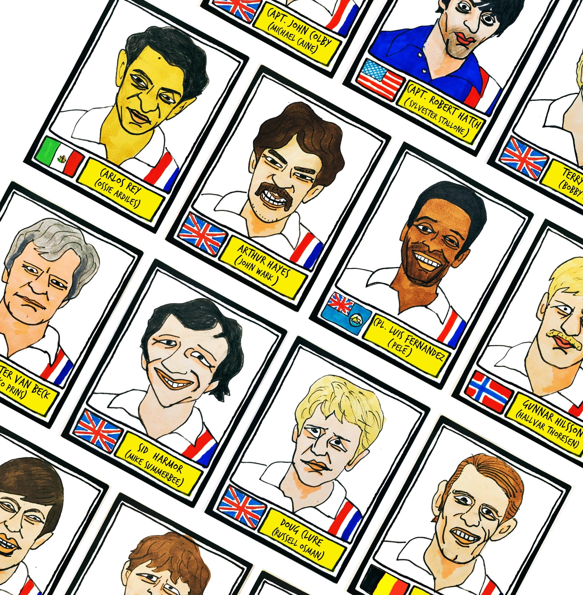 Escape To Victory - No Score Draws Escape To Victory Edition - A3 print of 14 badly-drawn Allied WWII football icons