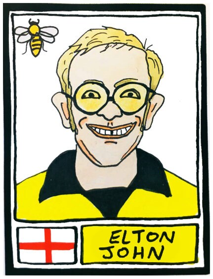 Watford - No Score Draws Hornets Edition - A3 print of 36 hand-drawn Panini-style football sticker legends - Cheapskate football art