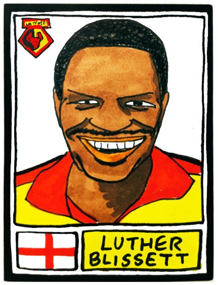 Watford - No Score Draws Hornets Edition - A3 print of 36 hand-drawn Panini-style football sticker legends - Cheapskate football art