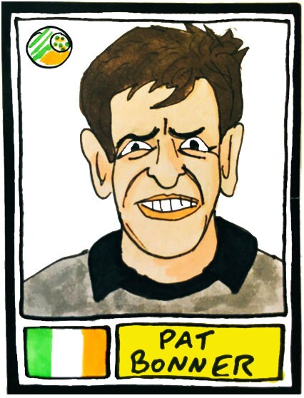 Ireland - No Score Draws Boys In Green Edition - A3 print of 36 hand-drawn Panini-style Rep of Ireland football icons - Cheapskate footy art